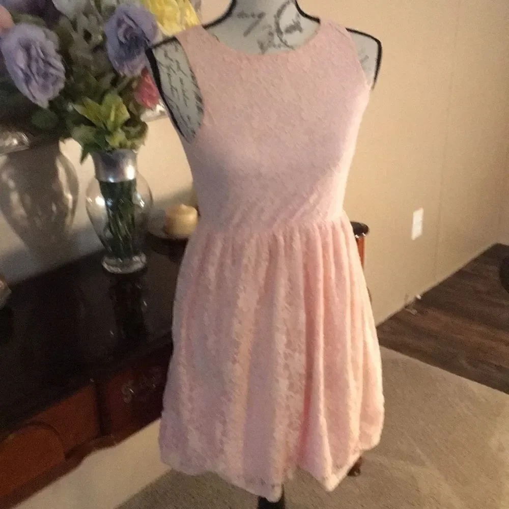 pink dress rue 21 Rue 21 Pink Floral Short Sleeve Swing Skater Fut/Flair Dress size Small  CUTE